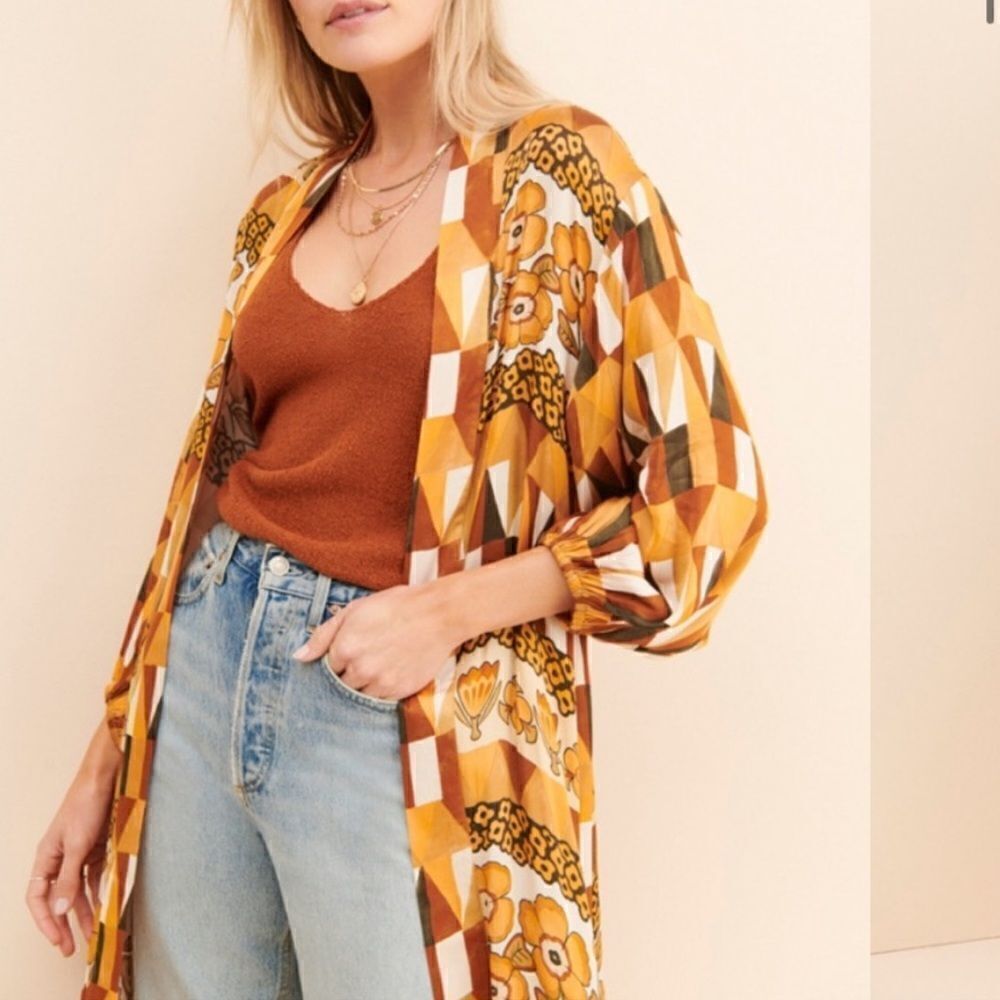 Anthropologie X Carolina K Nico Robe, Rombus Flowers Size M - Picture 3 of 10